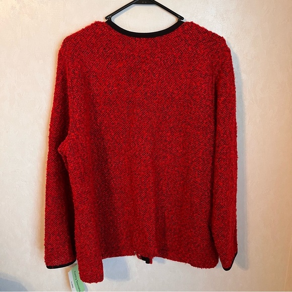 Vintage Cathy Daniels Red Cardigan with Long Sleeves Round Neckline Plus size - Picture 2 of 4